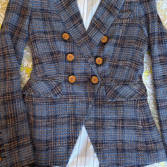 Veronica Beard Jackets & Blazers - Veronica Beard blazer, blue plaid, brown stripe, double breast size 0